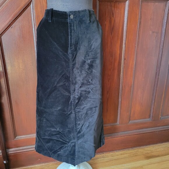 Eddie Bauer Womens Black Velvet Midi Skirt Size 12 - Picture 1 of 6
